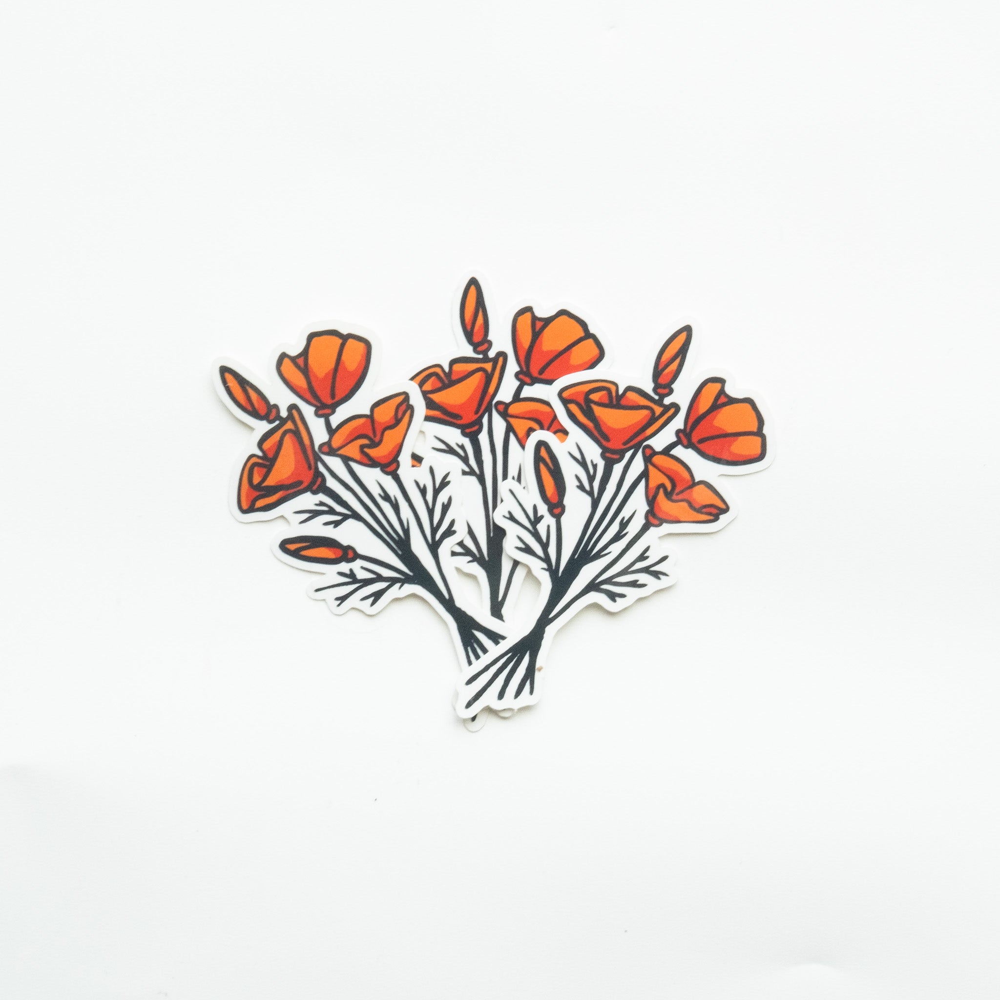 Golden Poppy Bouquet Vinyl Sticker - California Wildflower
