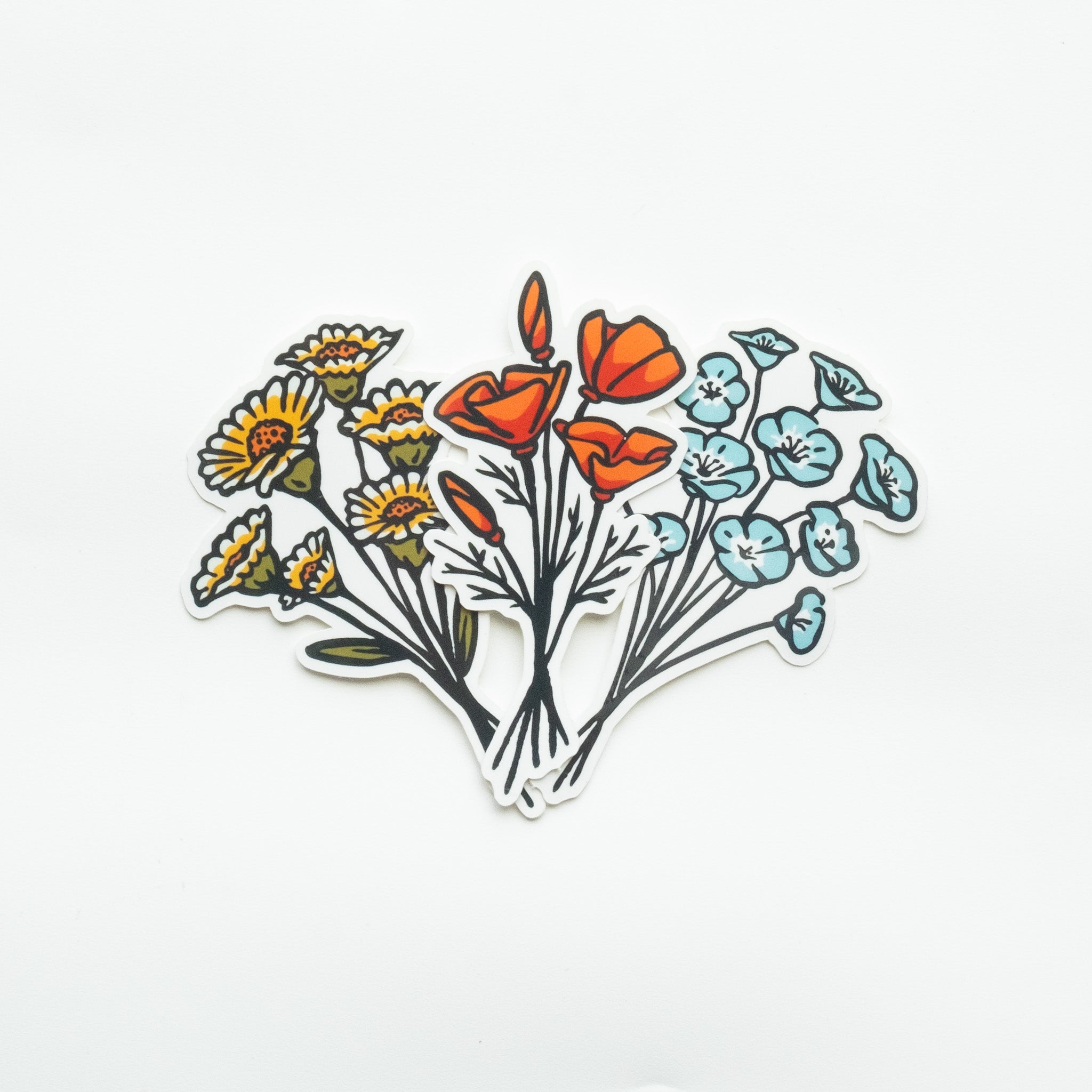 California Native Wildflowers Three Pack of Vinyl Stickers