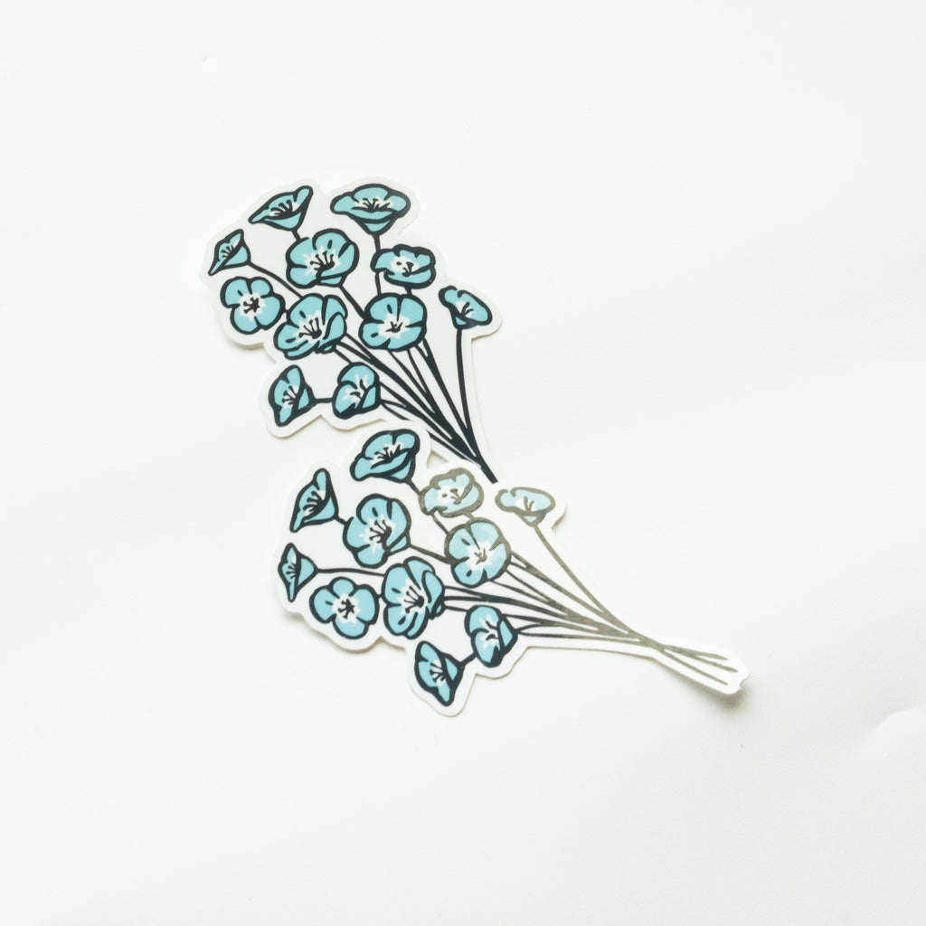 Baby Blue Eyes Bouquet Vinyl Sticker - California Wildflower