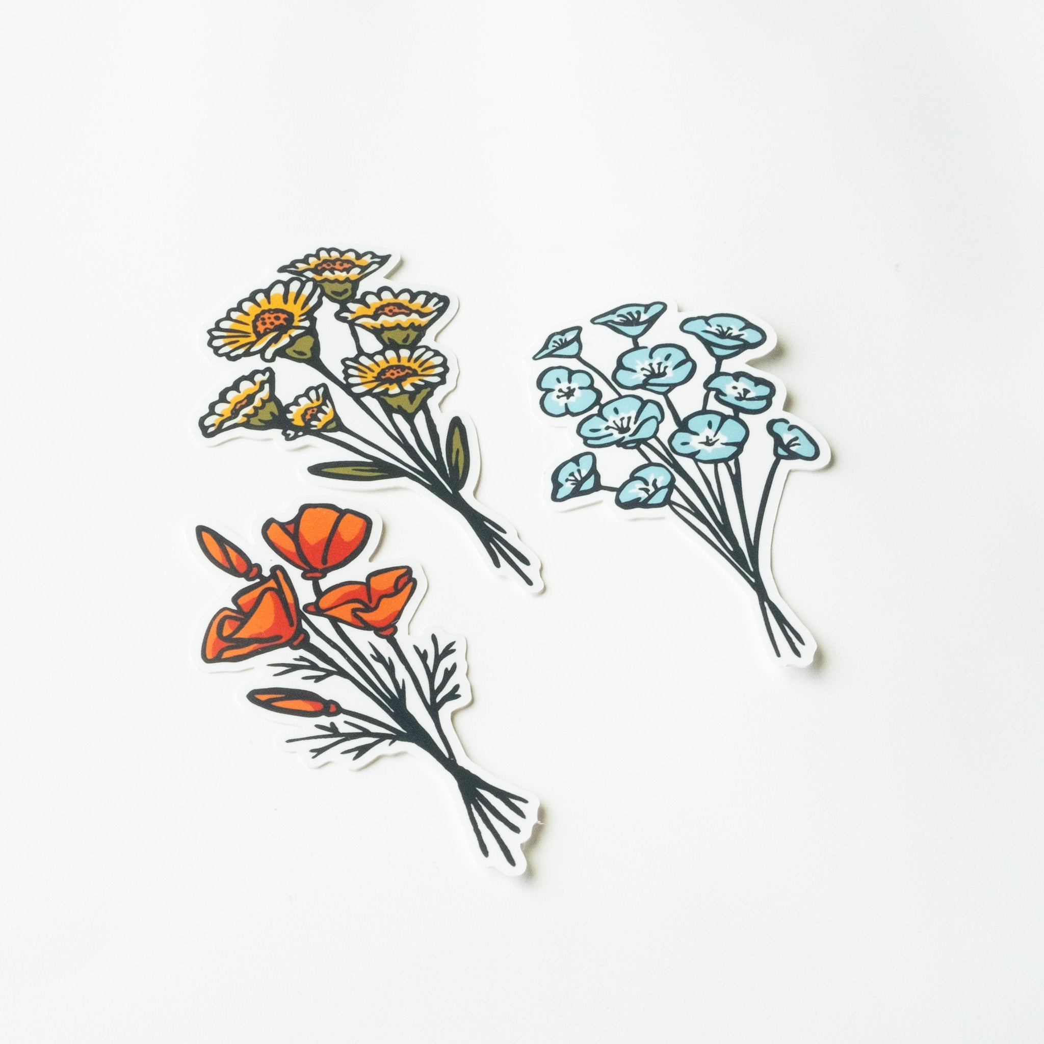 California Native Wildflowers Three Pack of Vinyl Stickers