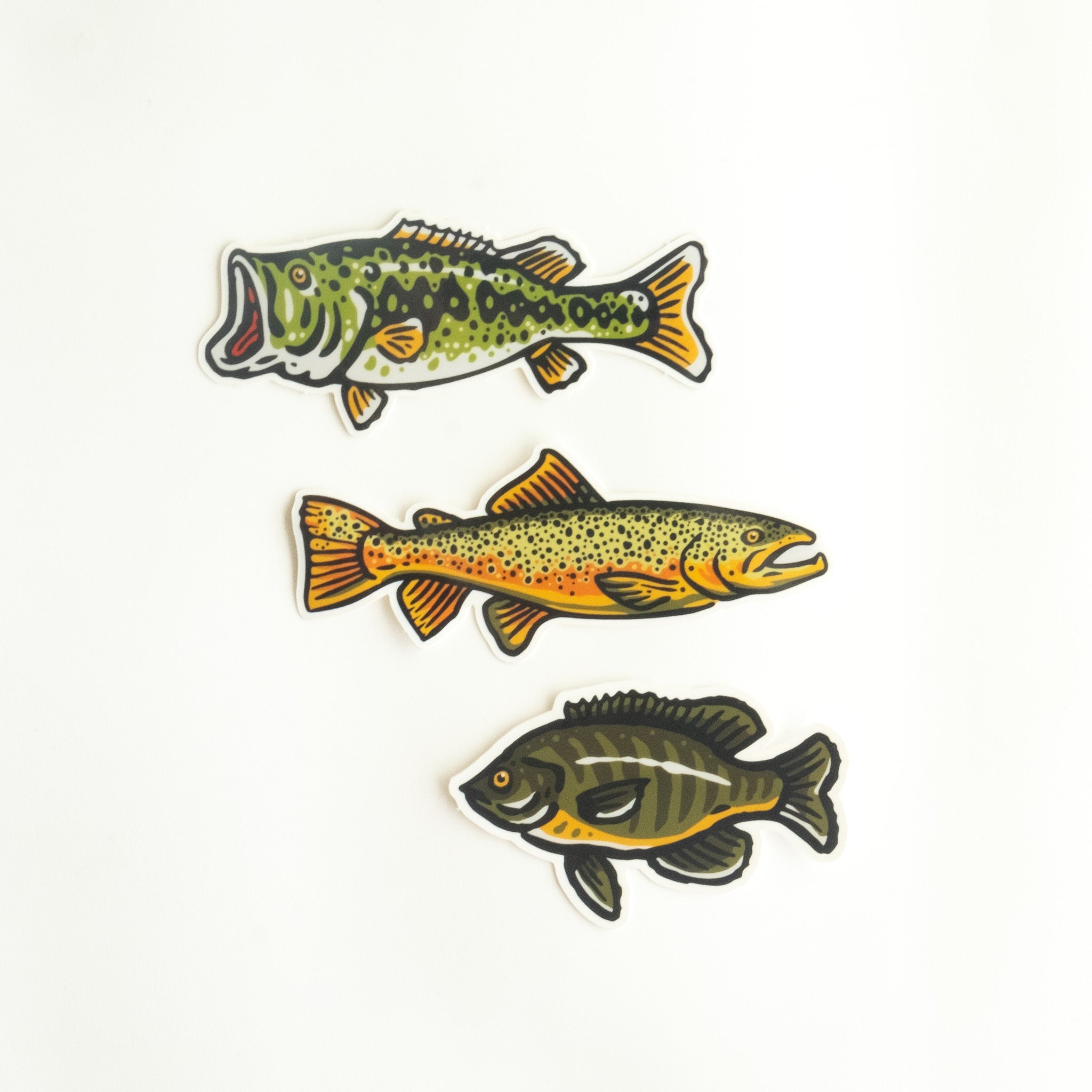 Freshwater Fish Three Pack of Vinyl Stickers