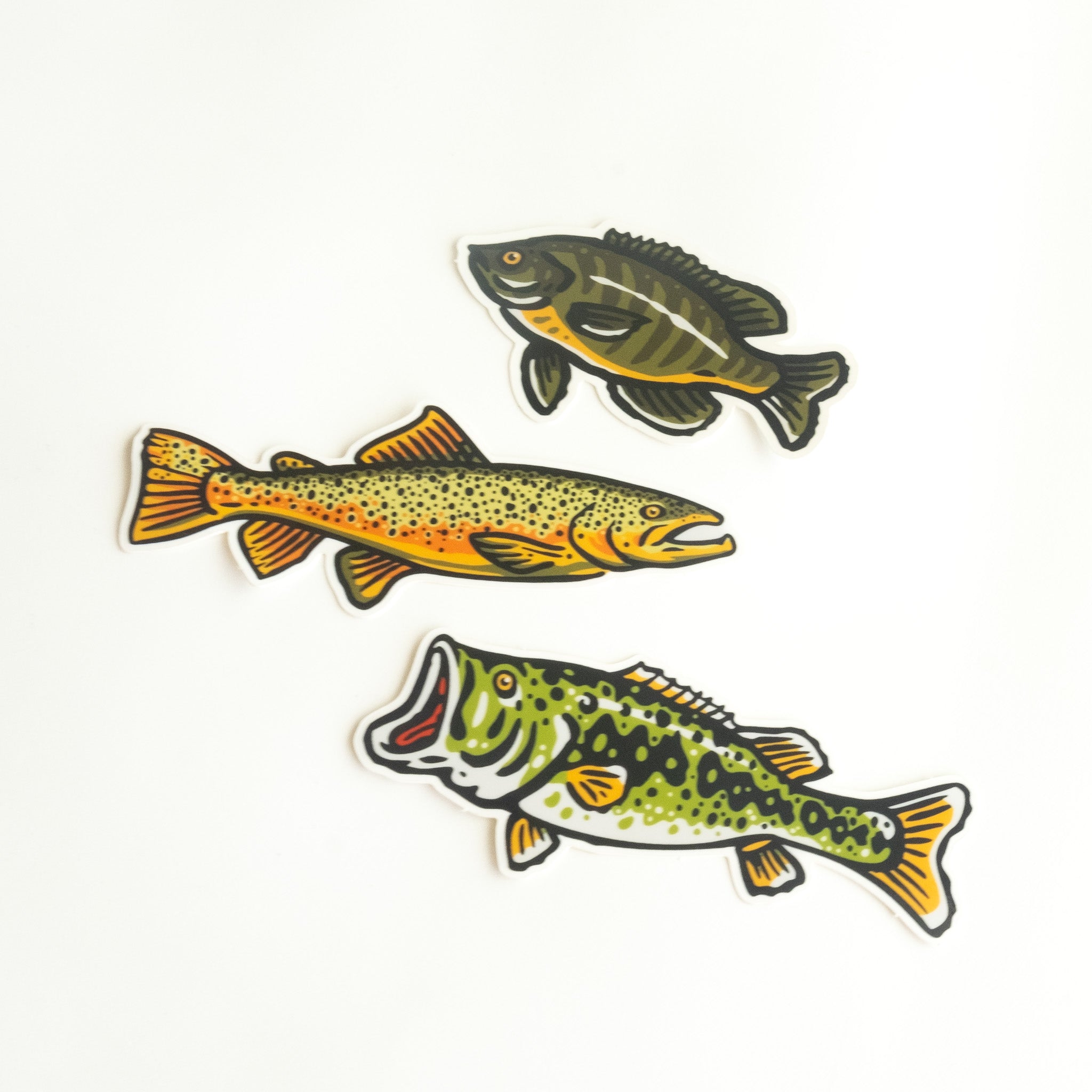 Freshwater Fish Three Pack of Vinyl Stickers