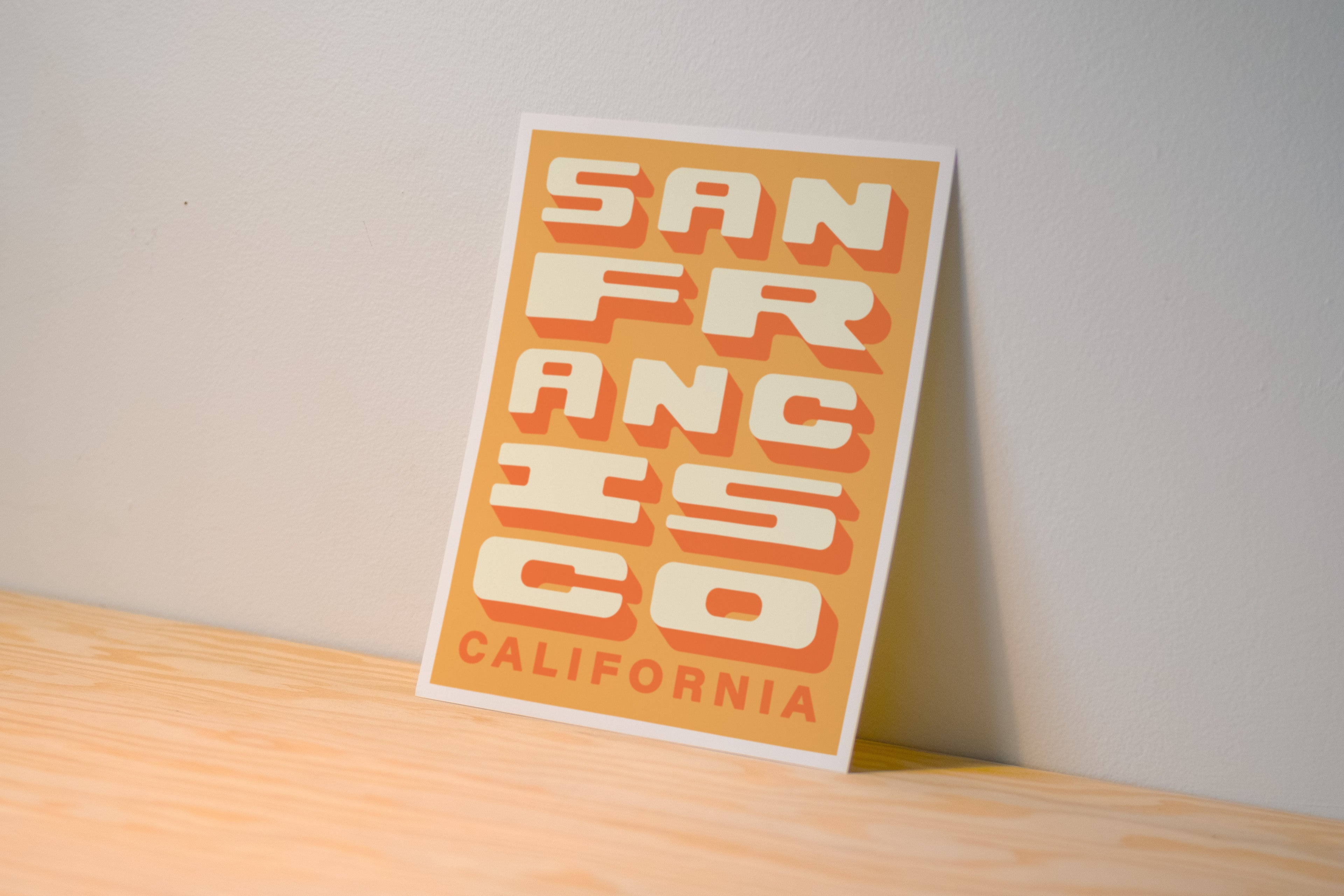 San Francisco California - Red & Yellow - Block Letter Print
