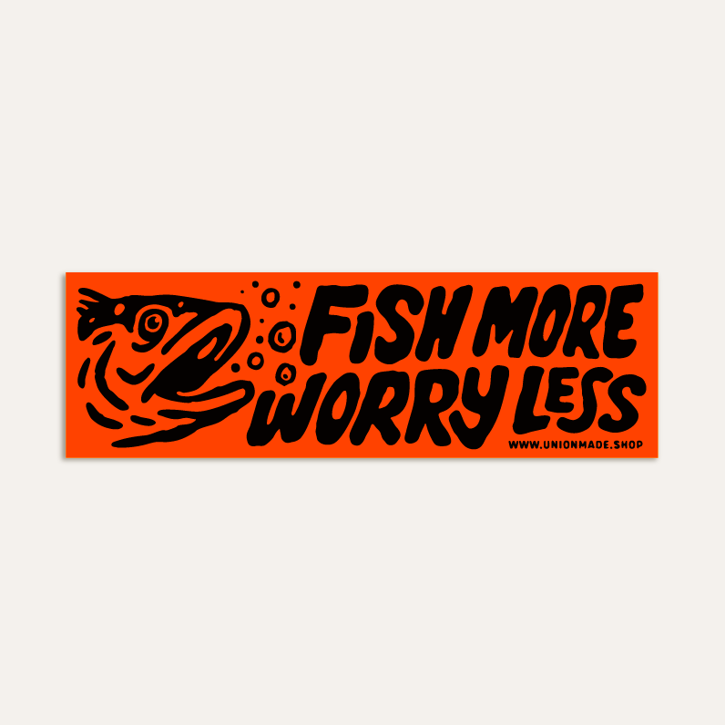 Fish More Worry Less - Bumper Sticker