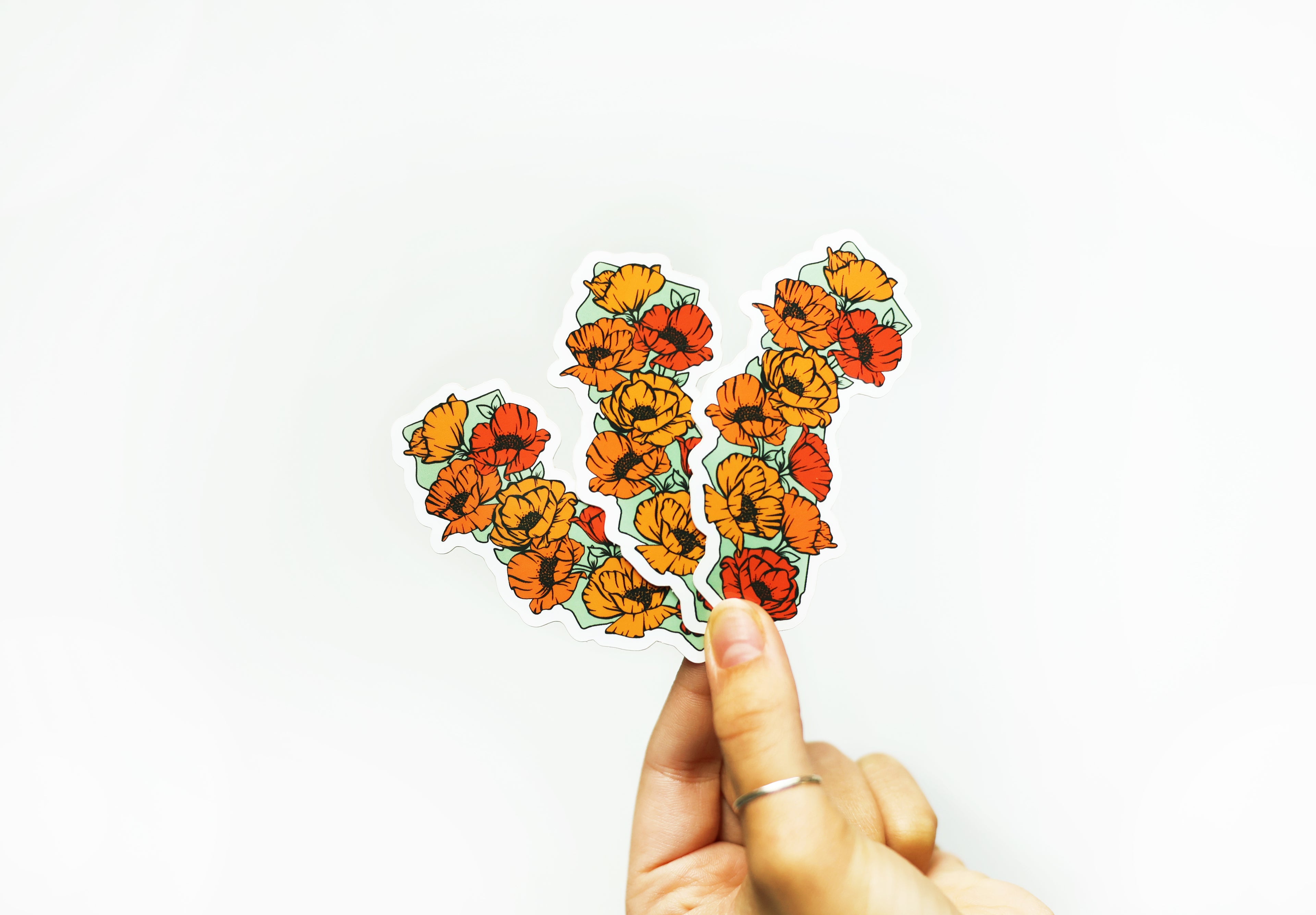 California Full of Poppies Vinyl Sticker