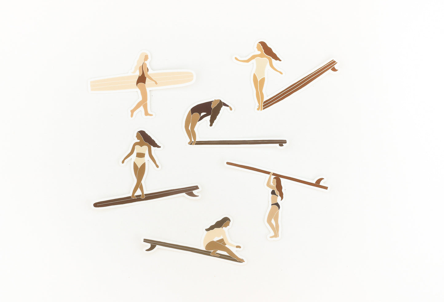 Surfer Girl Walking Vinyl Sticker