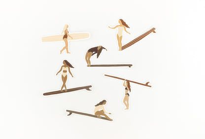 Surfer Girl Walking Vinyl Sticker