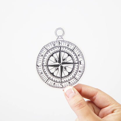 Black Compass Transparent Sticker